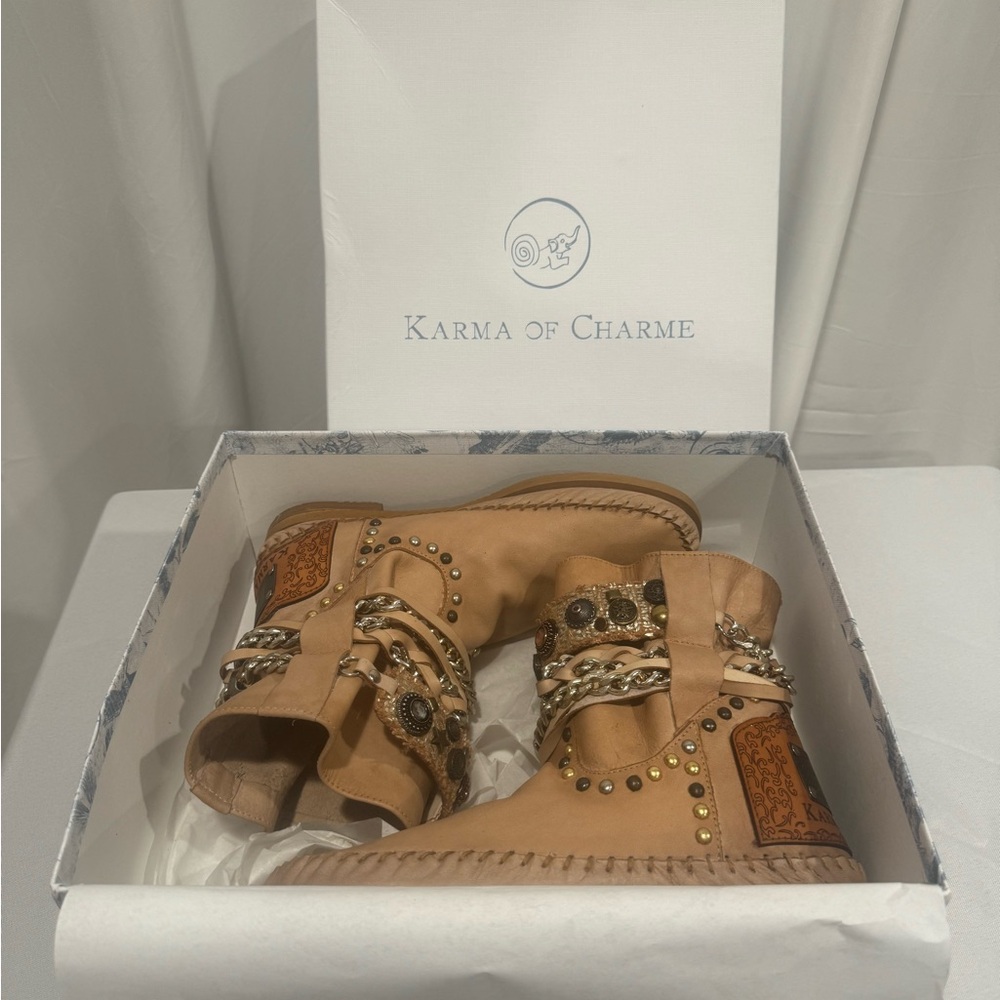 Karma of Charme Italian Crafted Handstitched Leather Bohemian Boots